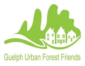 Guelph Urban Forest Friends logo: a green tree canopy rising over a row of houses
